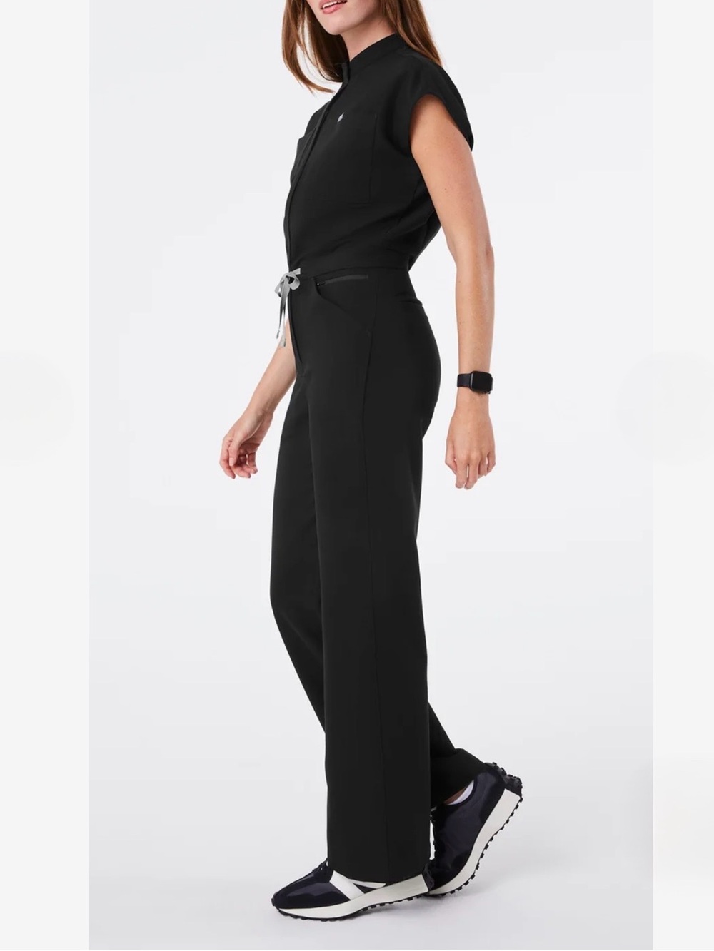 FIGS Rafaela Wide Leg ScrubJumpsuit | Size S Petite | Black | NWOT - Picture 3 of 11